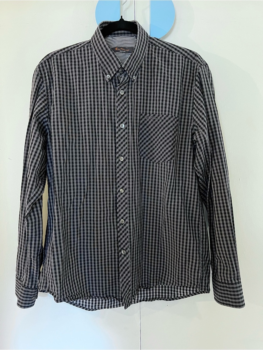 Ben Sherman Black and Gray Checked Button-Down Shirt